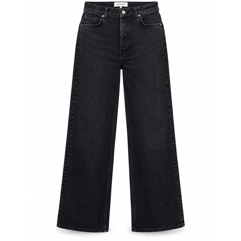 Reformation Cary High Rise Slouchy Wide Leg Jeans Black Size 27